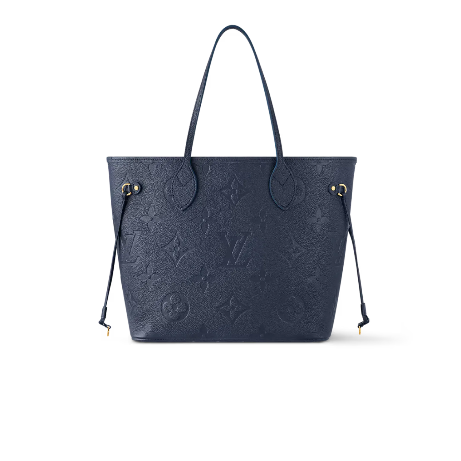 Louis Vuitton Neverfull MM Tote Bag / Navy Blue Monogram Empreinte Gold Hardware