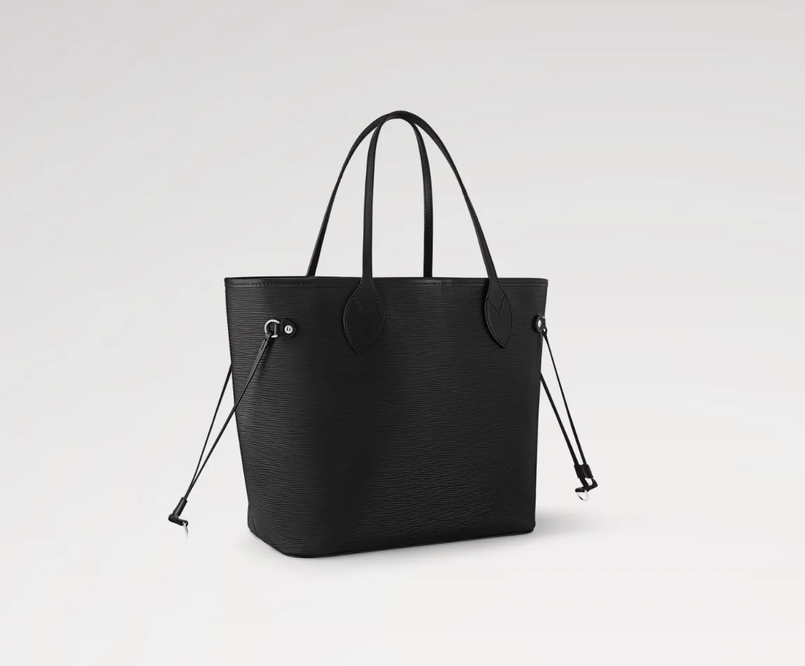 Louis Vuitton Neverfull MM Tote Bag / Black Silver Hardware - Image 4