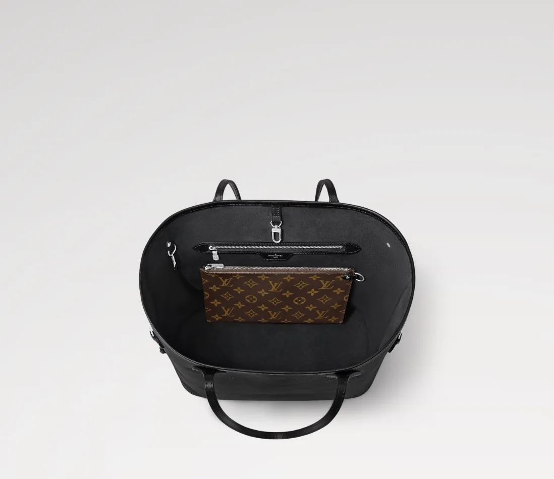 Louis Vuitton Neverfull MM Tote Bag / Black Silver Hardware - Image 5