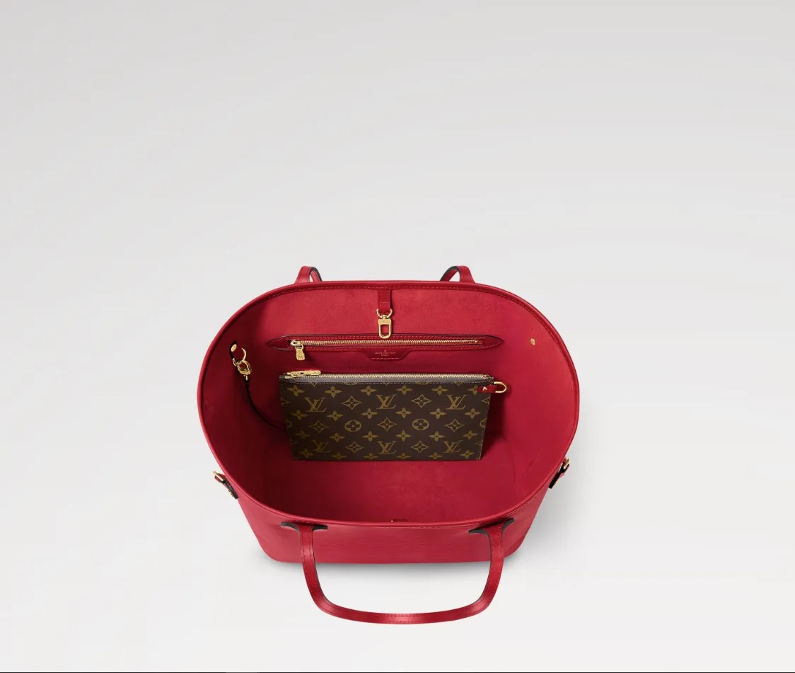 Louis Vuitton Neverfull MM Tote Bag / Castillan Red Gold Hardware - Image 4
