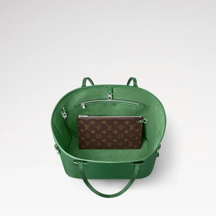 Louis Vuitton Neverfull MM Tote Bag / Borneo Green Gold Hardware - Image 5