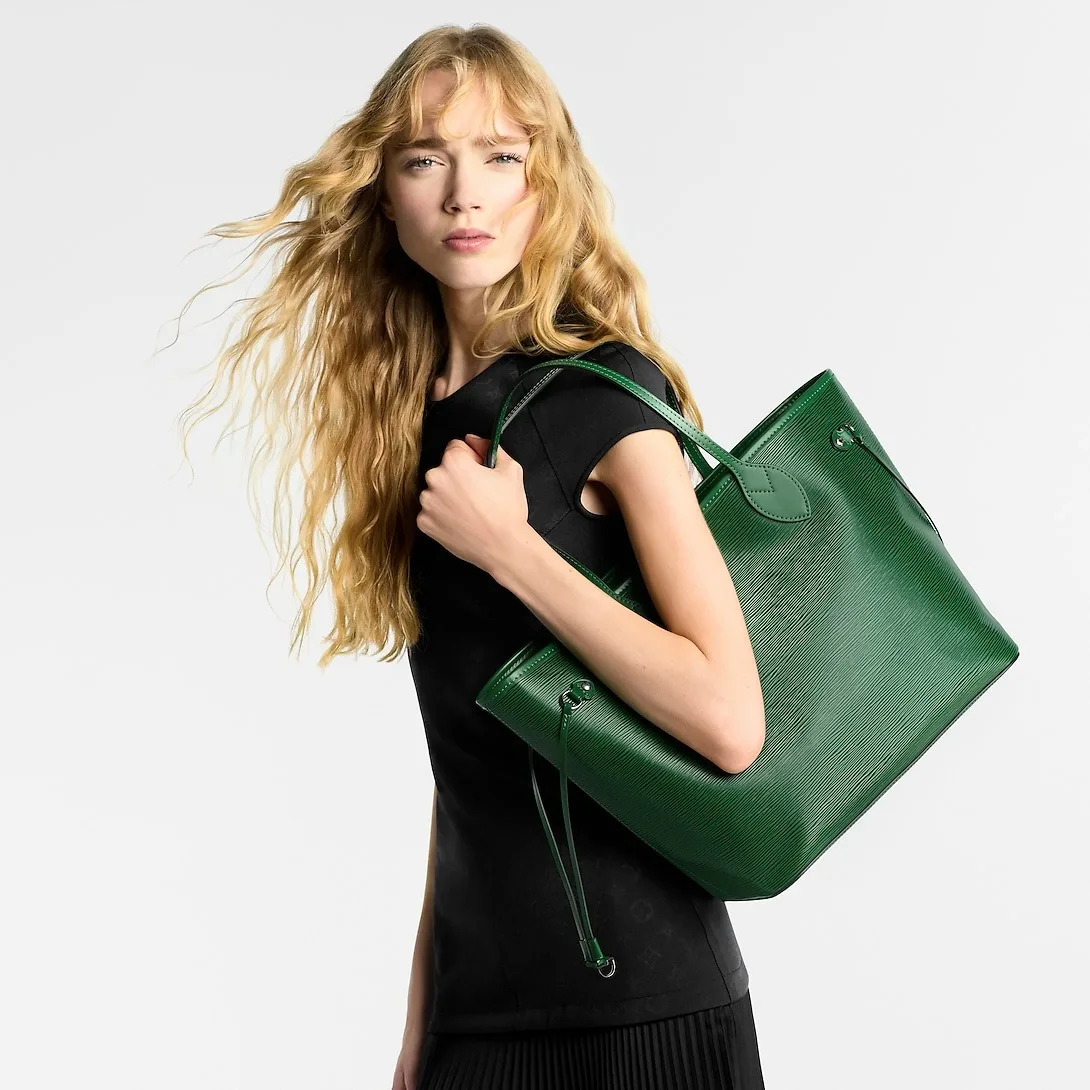 Louis Vuitton Neverfull MM Tote Bag / Borneo Green Gold Hardware - Image 3