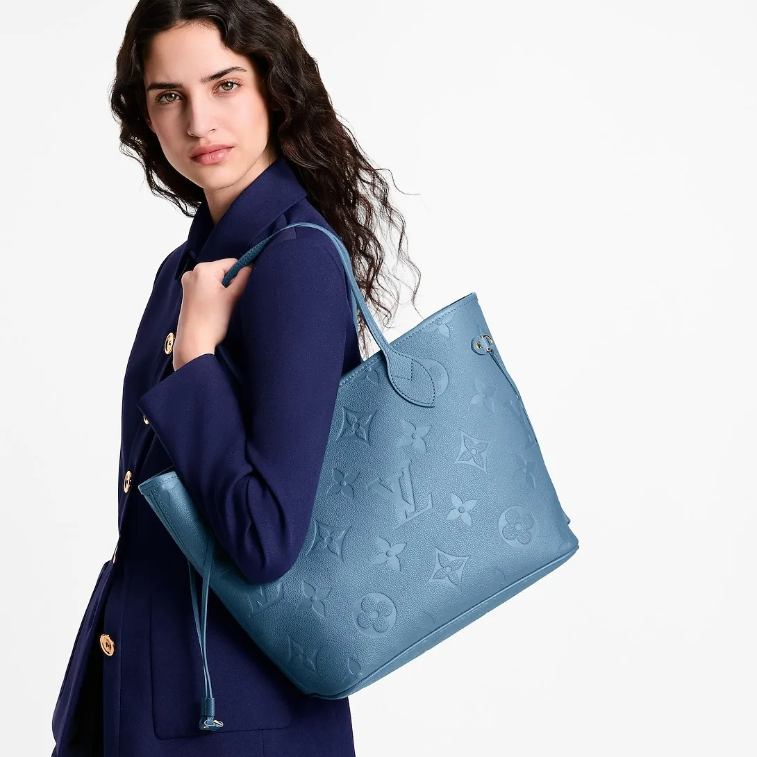 Louis Vuitton Neverfull MM Tote Bag / Blue Jean Gold Hardware - Image 2