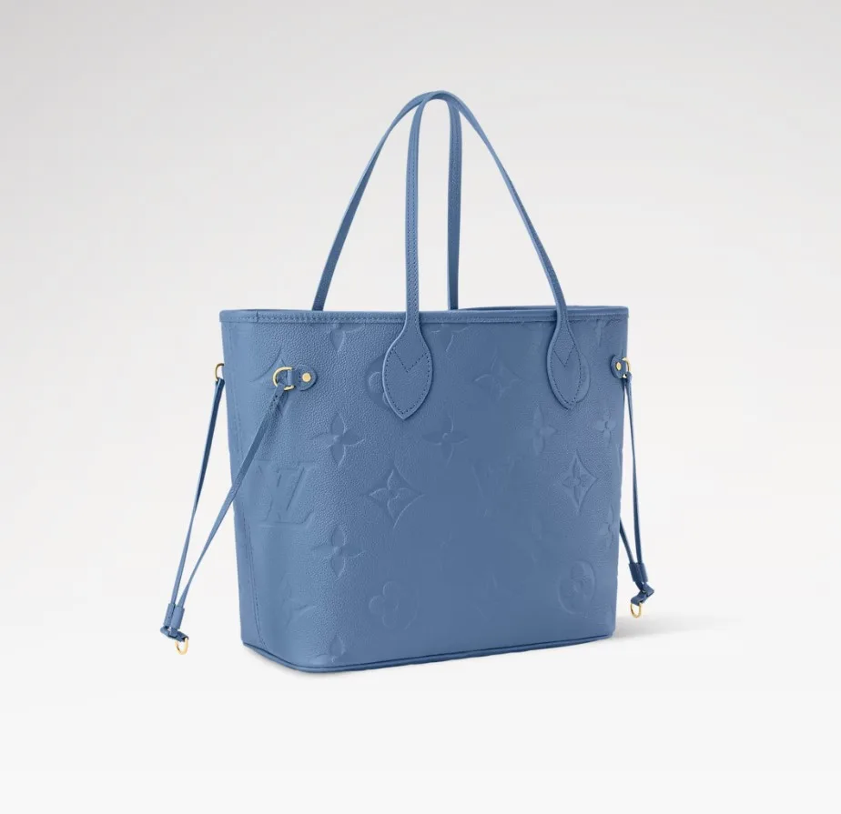 Louis Vuitton Neverfull MM Tote Bag / Blue Jean Gold Hardware - Image 4