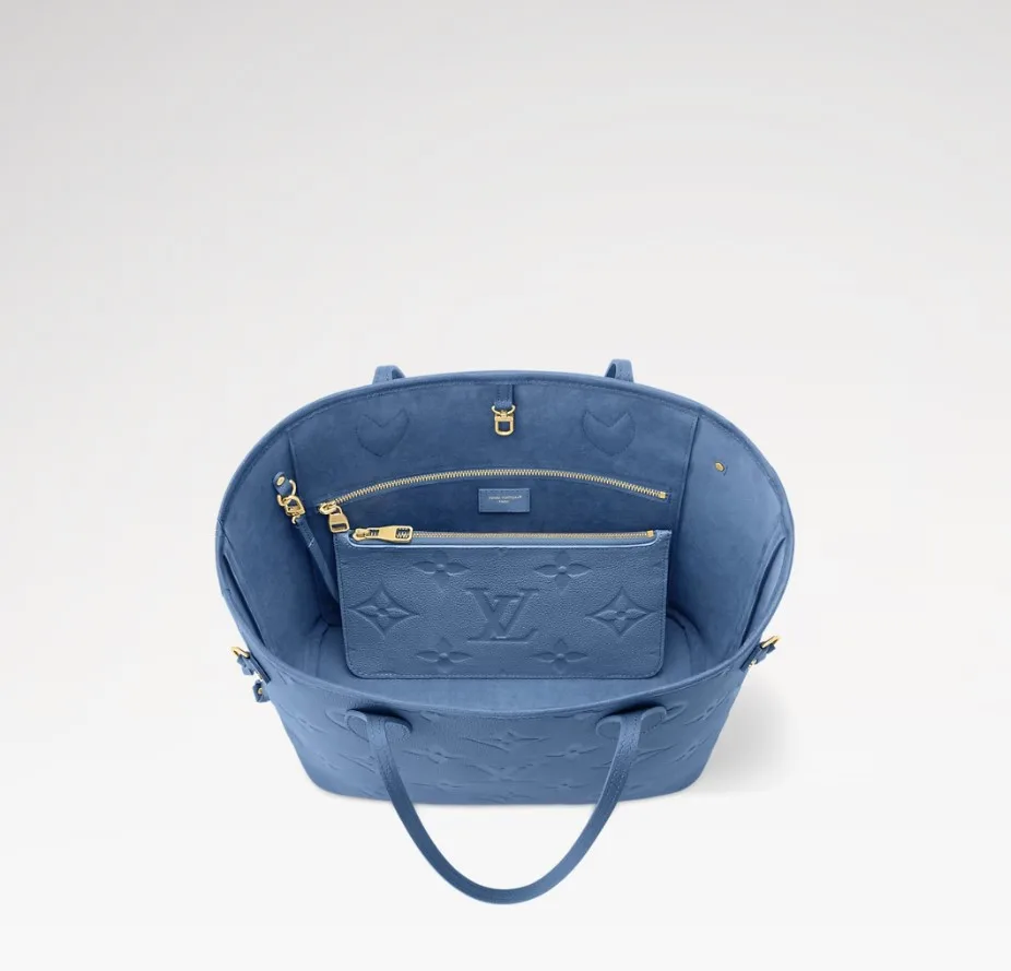 Louis Vuitton Neverfull MM Tote Bag / Blue Jean Gold Hardware - Image 5