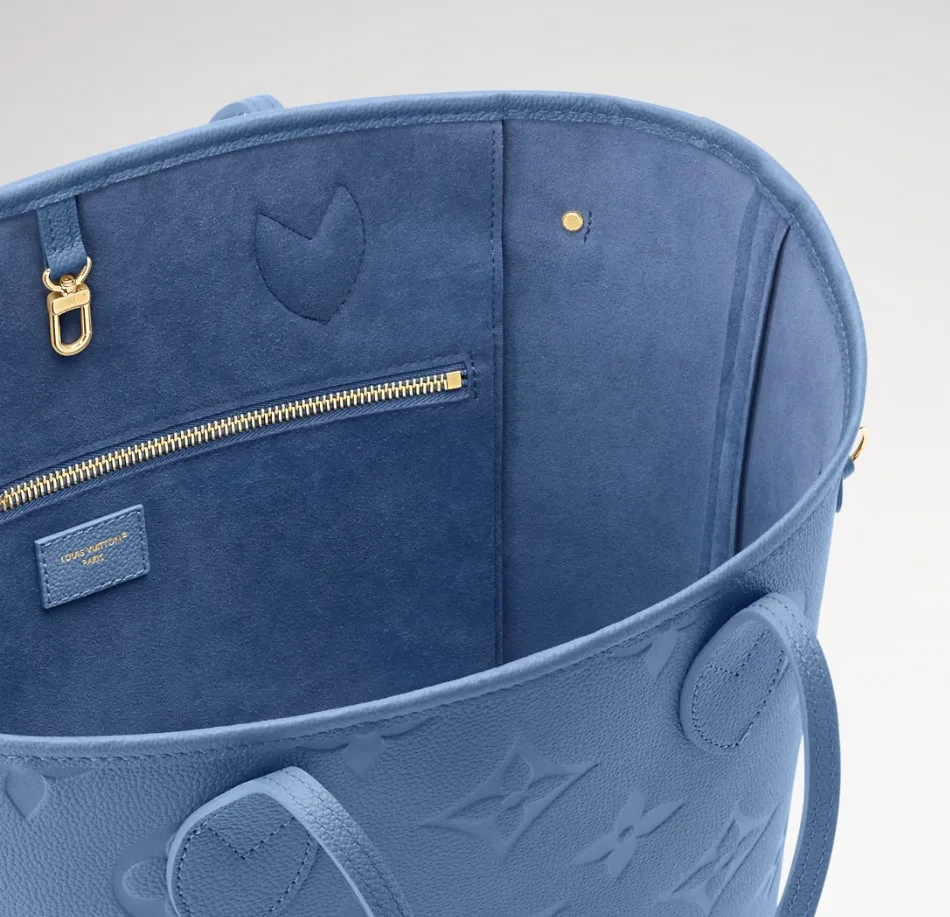 Louis Vuitton Neverfull MM Tote Bag / Blue Jean Gold Hardware - Image 6