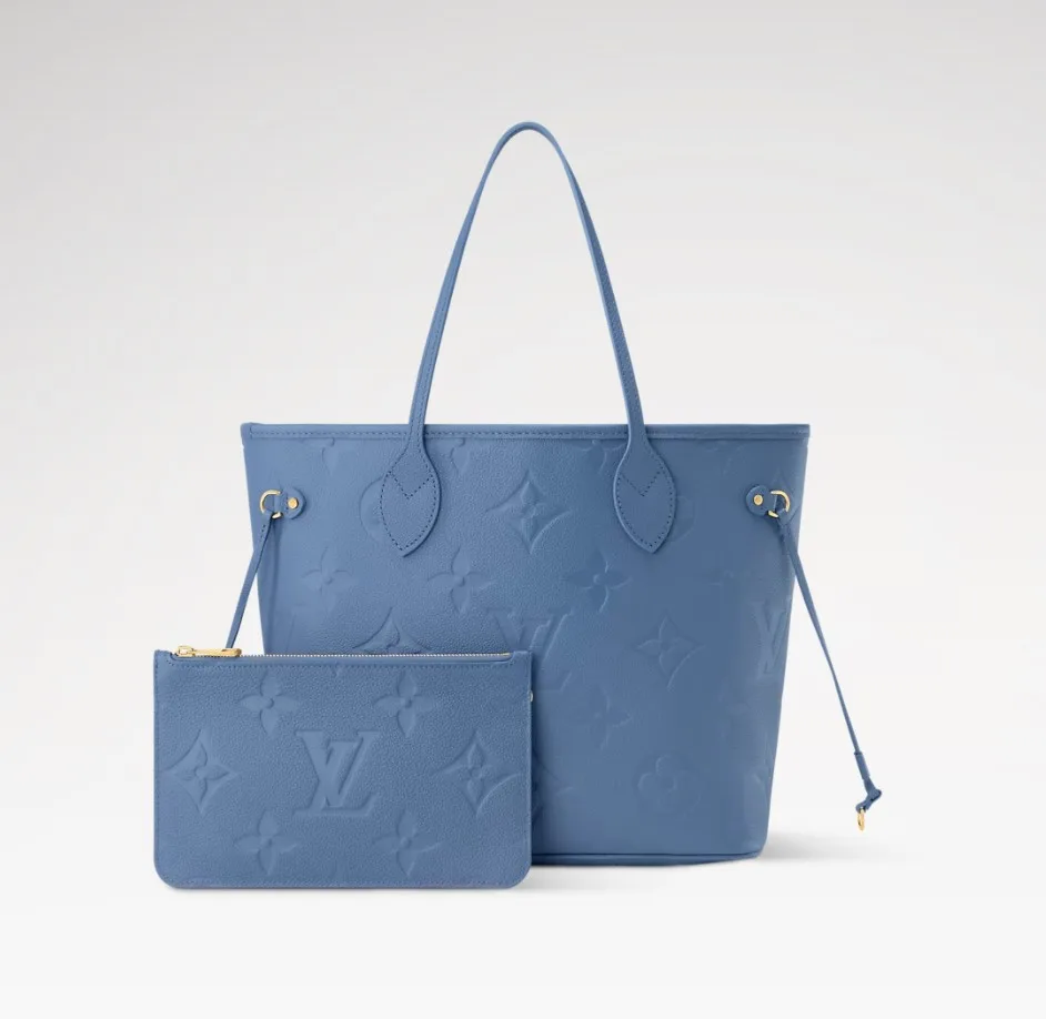 Louis Vuitton Neverfull MM Tote Bag / Blue Jean Gold Hardware - Image 7