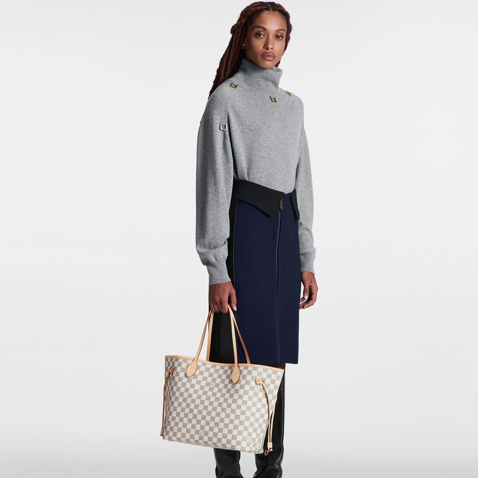 Alternative view of Louis Vuitton Neverfull MM Tote Bag / Rose Ballerine Pink Damier Azur Canvas