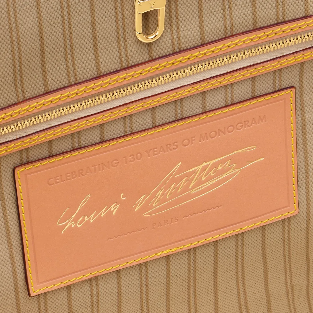 Louis Vuitton Neverfull MM Tote Bag / Monogram Origine Lin Gold Hardware - Image 8