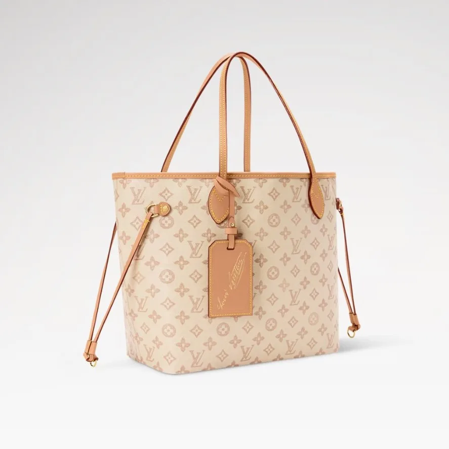 Louis Vuitton Neverfull MM Tote Bag / Monogram Origine Lin Gold Hardware - Image 4
