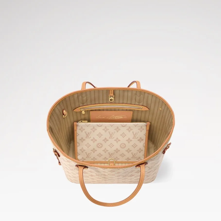 Louis Vuitton Neverfull MM Tote Bag / Monogram Origine Lin Gold Hardware - Image 5