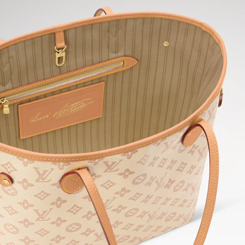Louis Vuitton Neverfull MM Tote Bag / Monogram Origine Lin Gold Hardware - Image 6