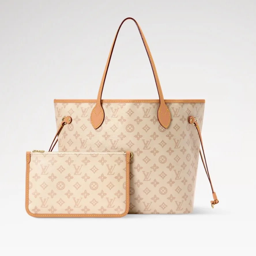 Louis Vuitton Neverfull MM Tote Bag / Monogram Origine Lin Gold Hardware - Image 7