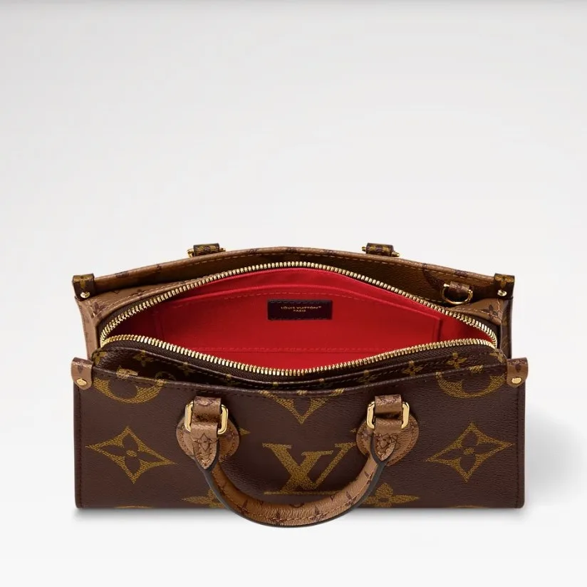 Louis Vuitton OnTheGo East West Chain Tote Bag / Monogram Reverse Gold Hardware - Image 6