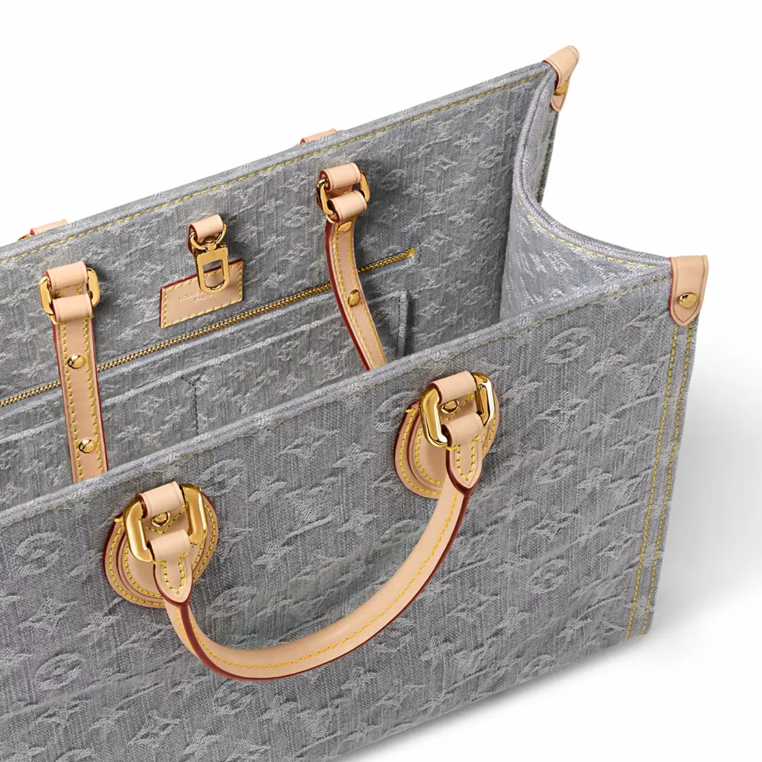 Louis Vuitton OnTheGo MM Tote Bag / Washed Gray Gold Hardware - Image 5