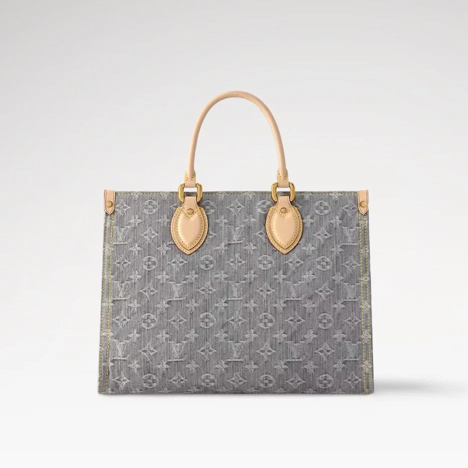 Louis Vuitton OnTheGo MM Tote Bag / Washed Gray Gold Hardware - Image 6