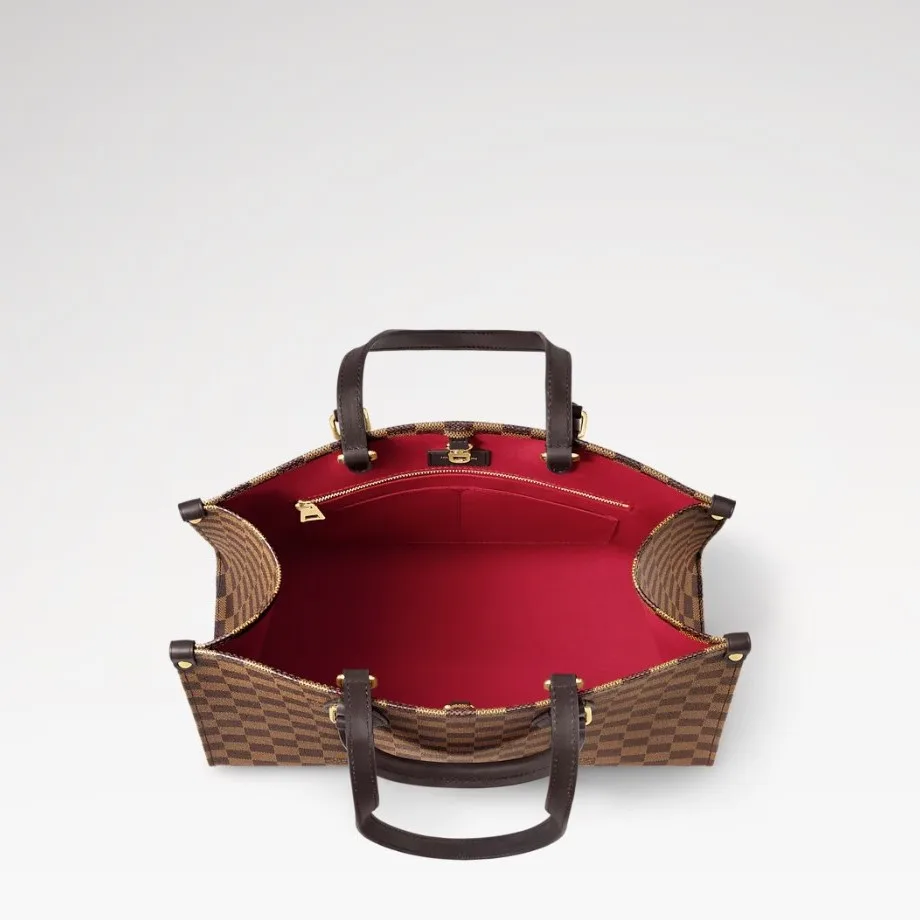 Louis Vuitton OnTheGo MM Tote Bag / Damier Ebene Gold Hardware - Image 5