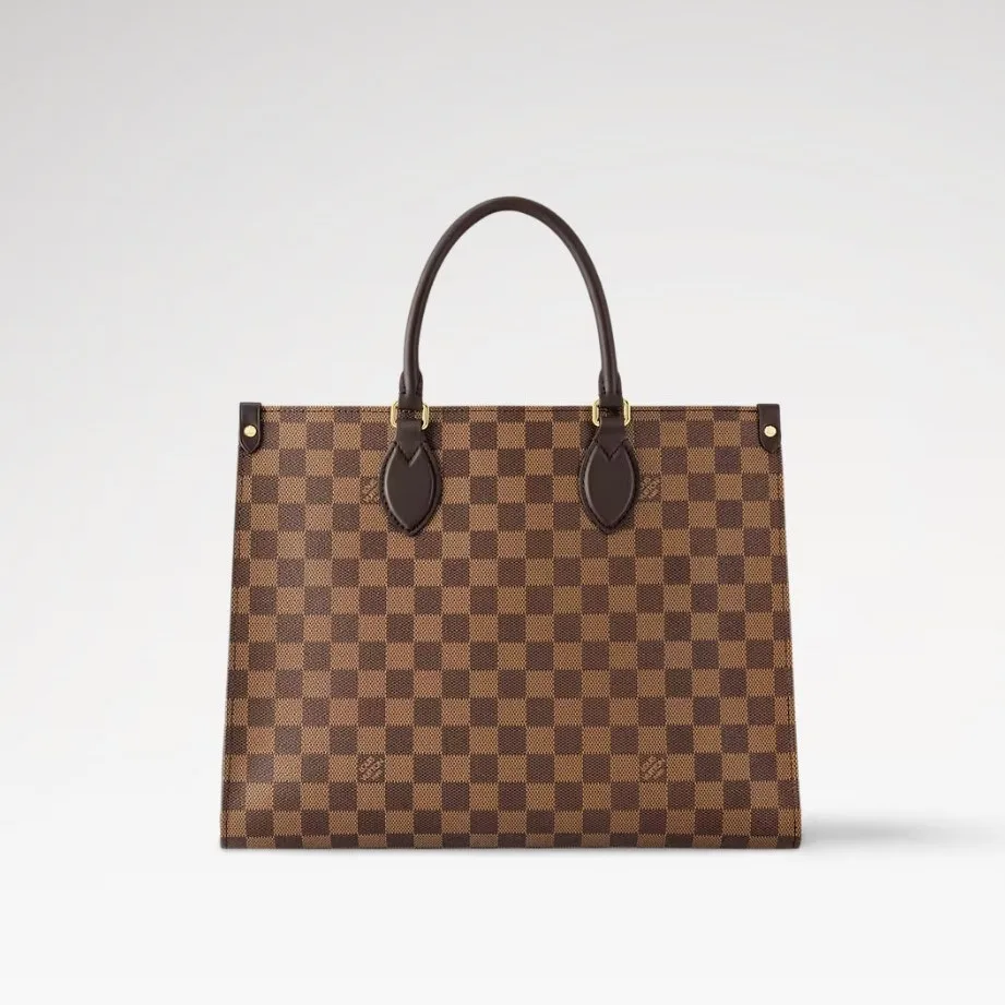 Louis Vuitton OnTheGo MM Tote Bag / Damier Ebene Gold Hardware - Image 7
