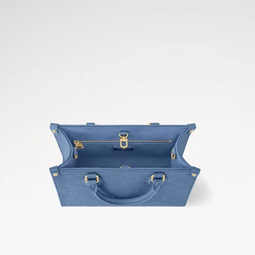 Louis Vuitton OnTheGo PM Tote Bag / Blue Jean Gold Hardware - Image 3