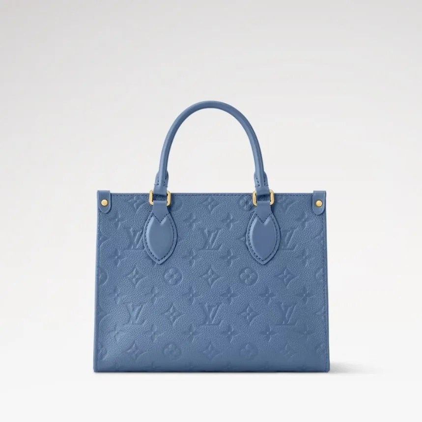 Louis Vuitton OnTheGo PM Tote Bag / Blue Jean Gold Hardware - Image 4