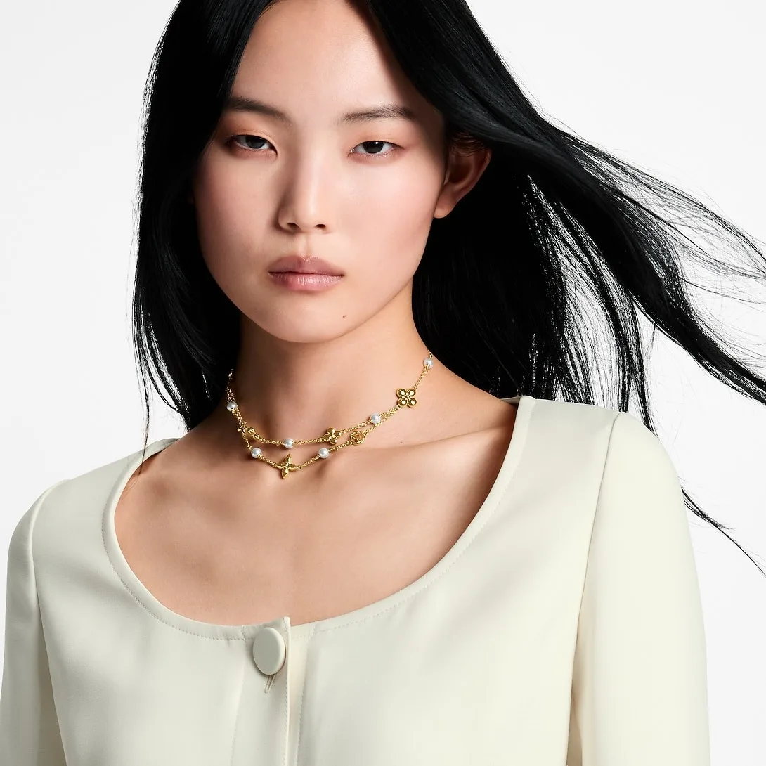 Alternative view of Louis Vuitton Pearl Constellations Necklace Gold Hardware