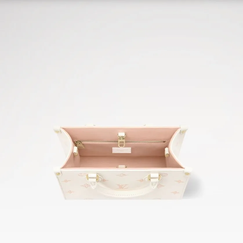 Louis Vuitton OnTheGo PM Tote Bag / Milky White/ Peach Gold Hardware - Image 4