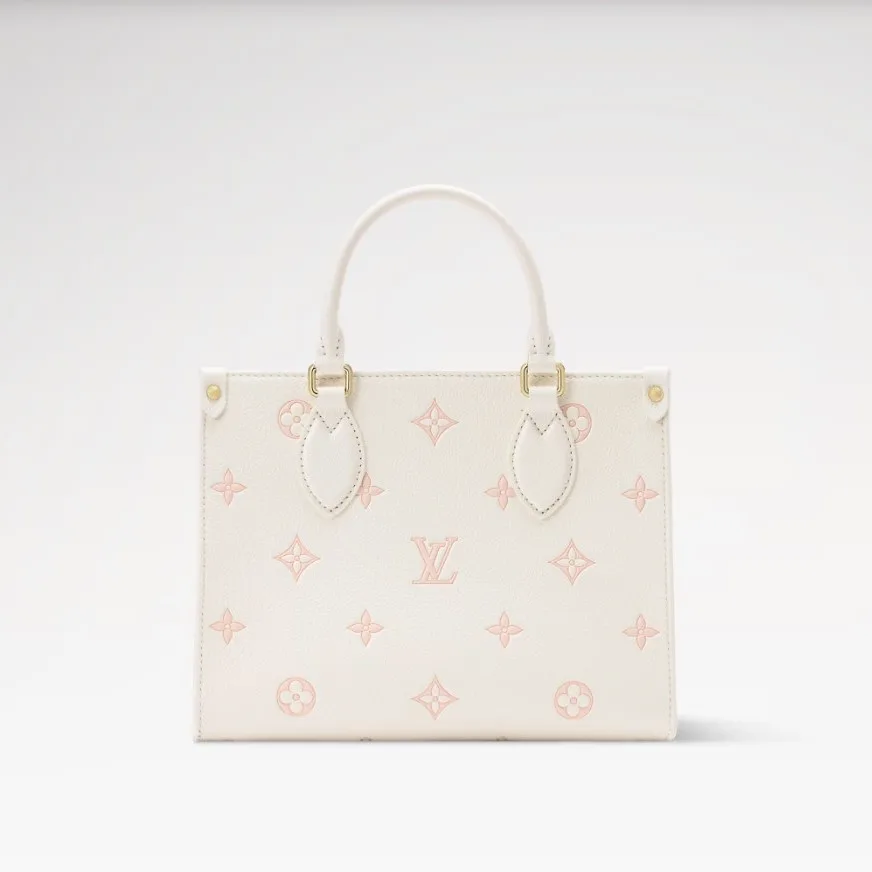 Louis Vuitton OnTheGo PM Tote Bag / Milky White/ Peach Gold Hardware - Image 5