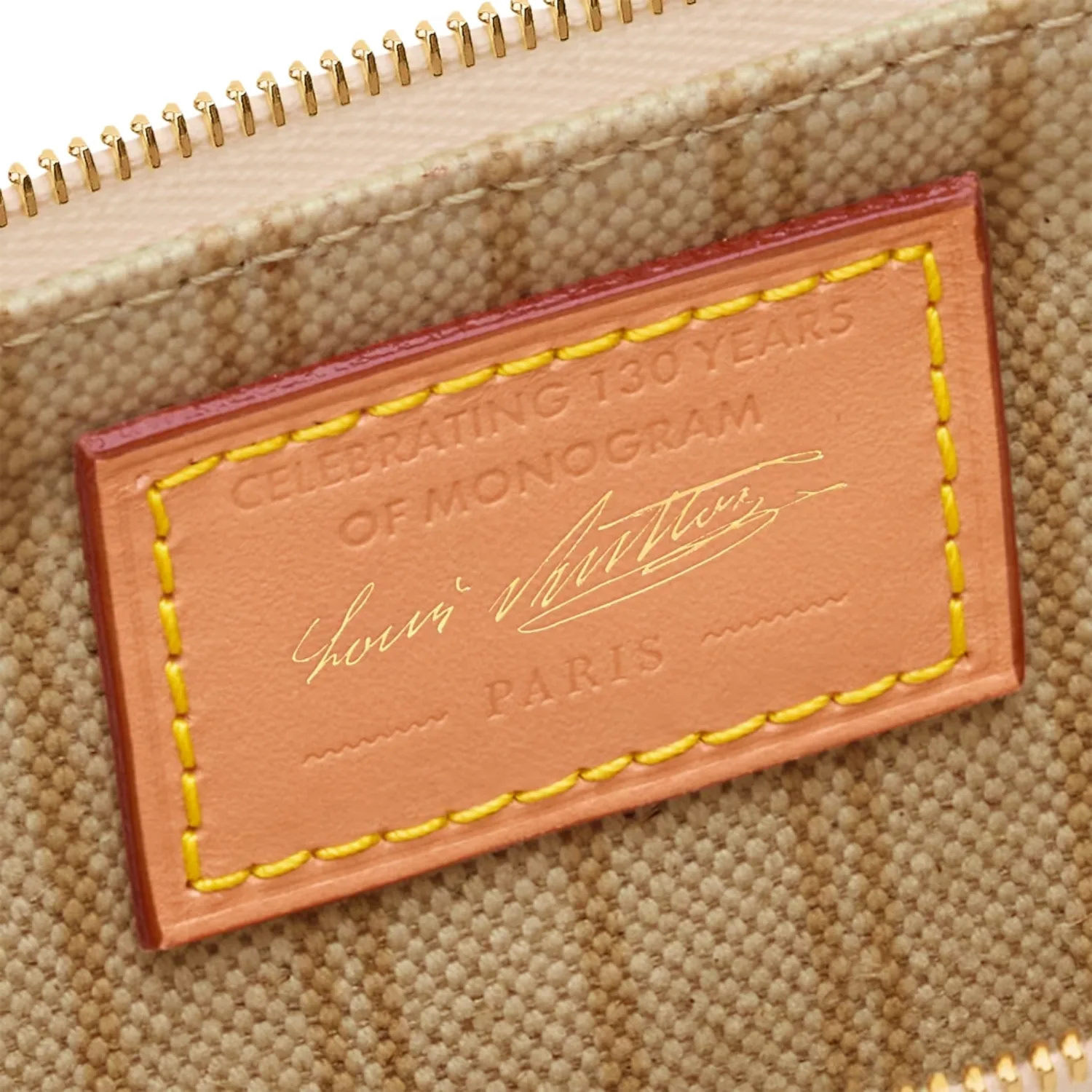 Louis Vuitton Pochette Accessoires Shoulder Bag / Linen Monogram Origine Gold Hardware - Image 7