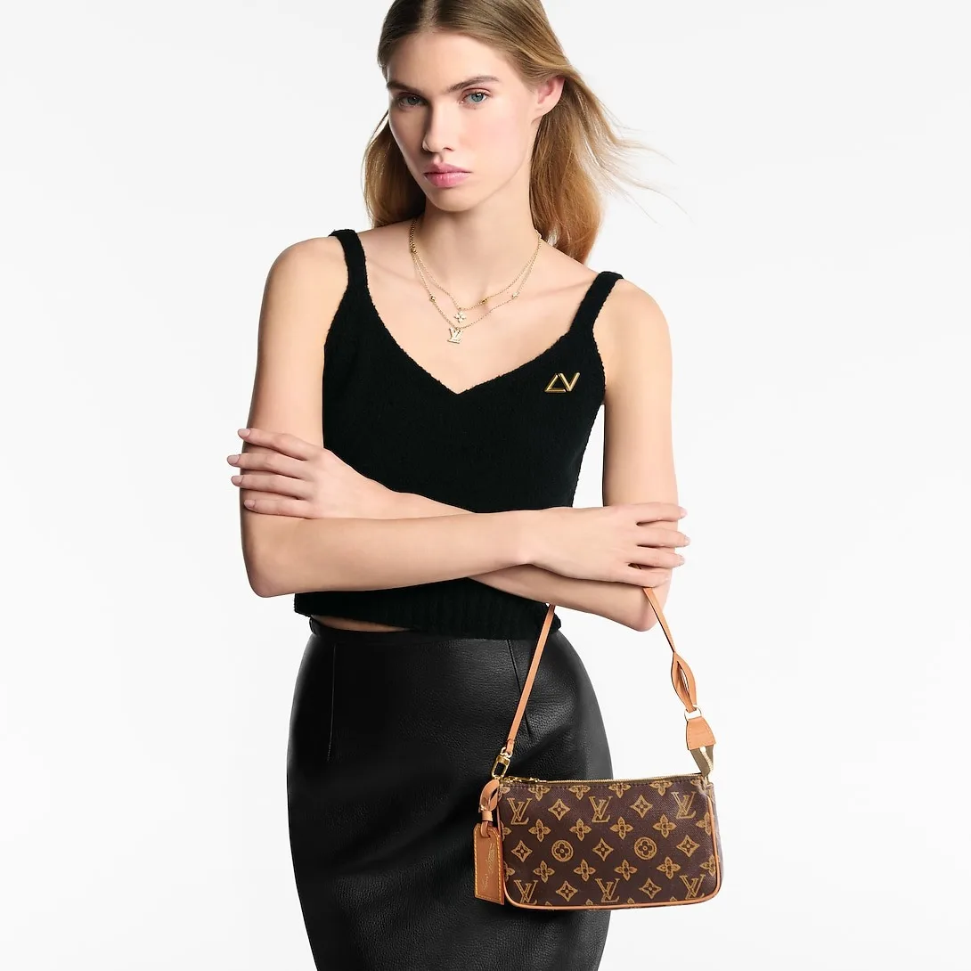 Alternative view of Louis Vuitton Pochette Accessoires Shoulder Bag / Brown Monogram Origine Ebene Gold Hardware