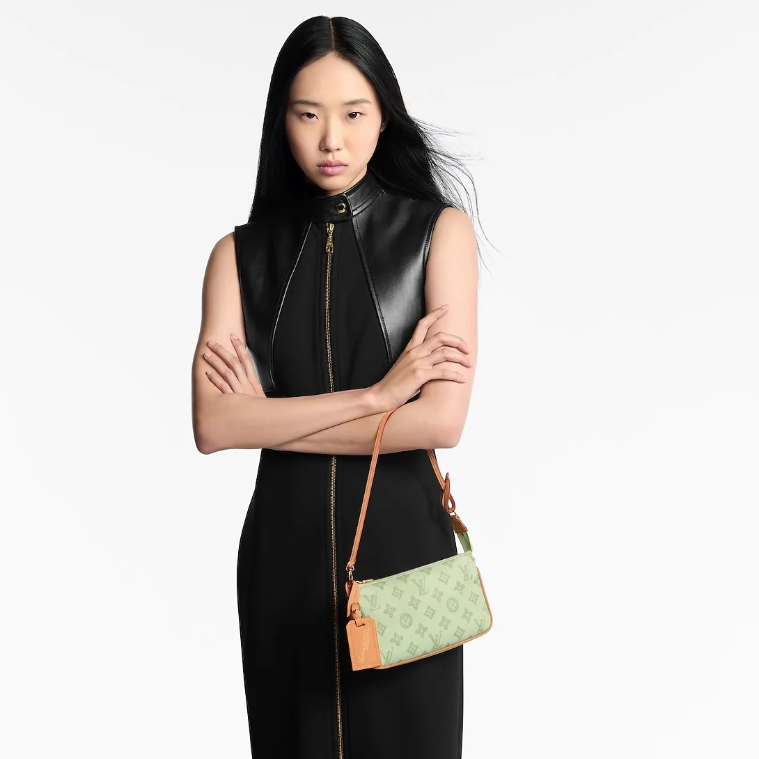 Alternative view of Louis Vuitton Pochette Accessoires Pouch Shoulder Bag / Green Asnieres Monogram Origine Gold Hardware