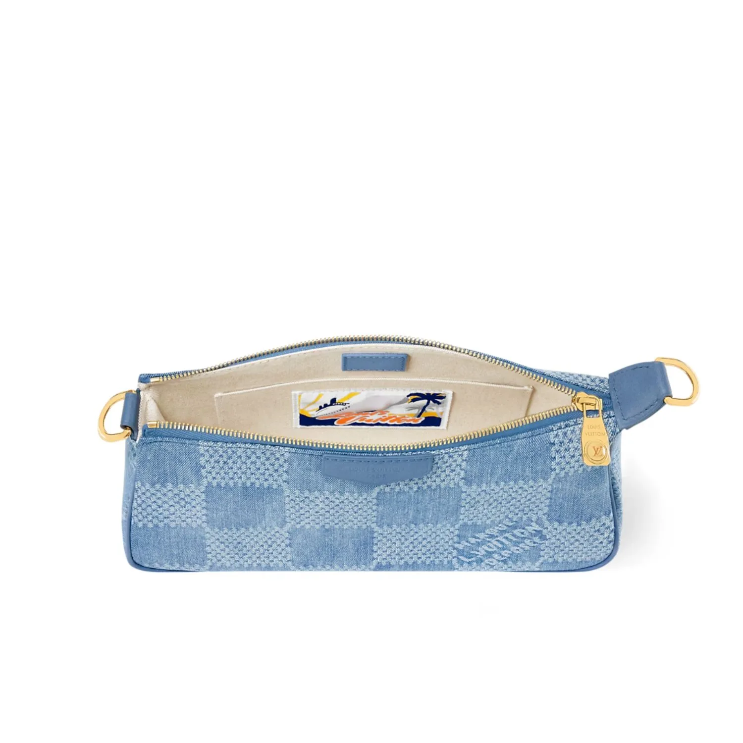 Louis Vuitton Pochette Accessories XL Shoulder Bag / Denim Blue Gold Hardware - Image 6