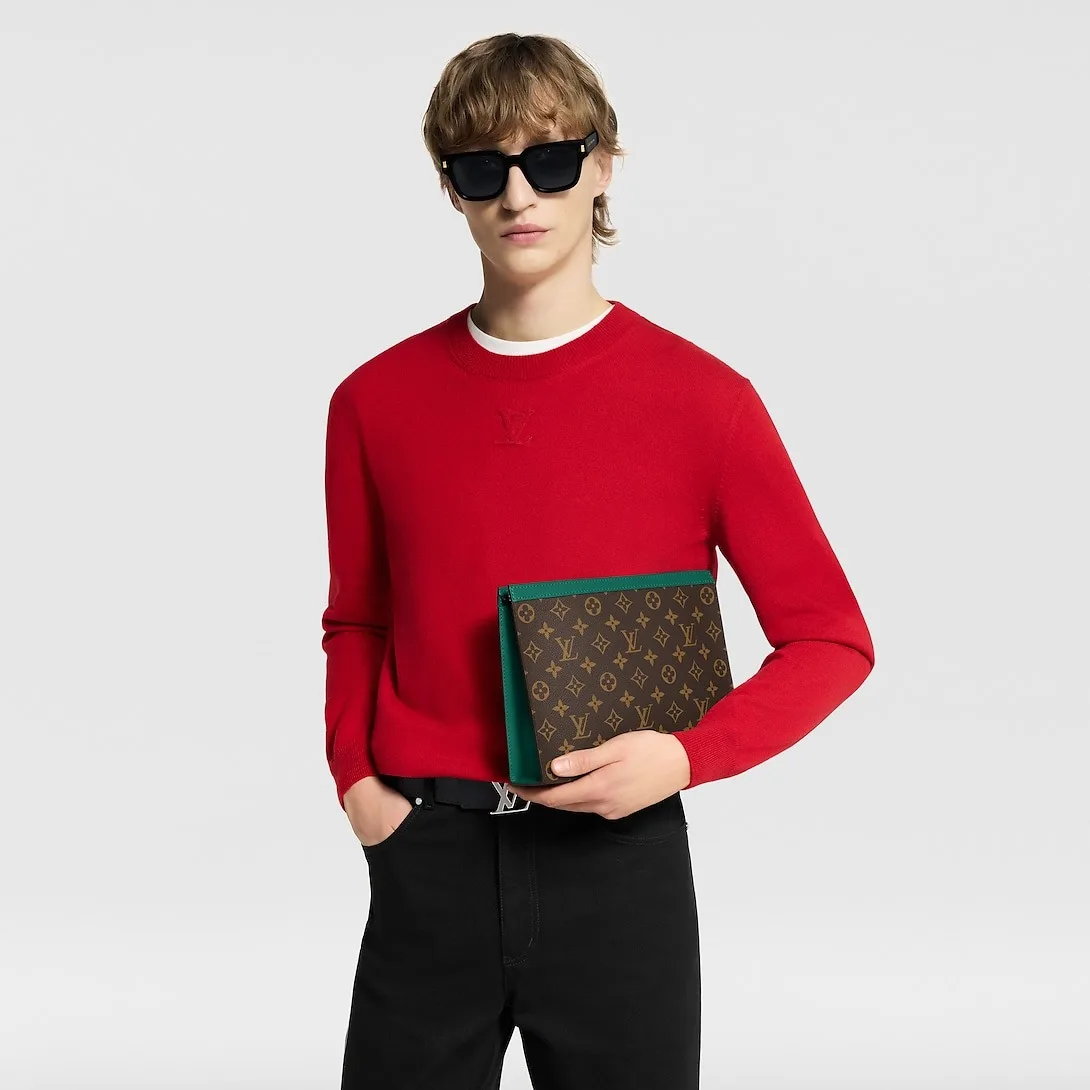 Louis Vuitton Pochette Voyage MM Pouch / Borneo Green Monogram Macassar Canvas Silver Hardware - Image 3