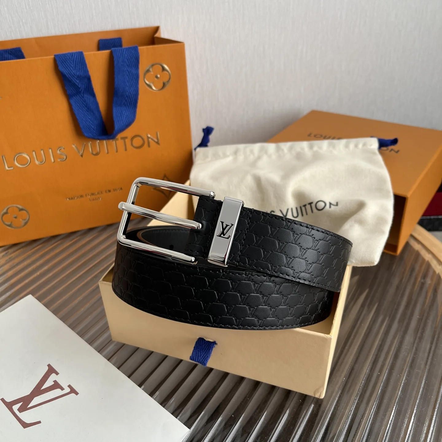 Alternative view of Louis Vuitton Initiales Reversible Belt Black LV Blason Embossed