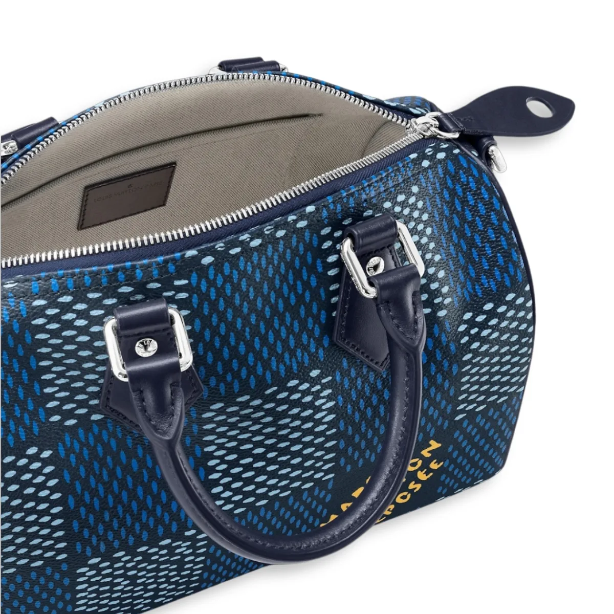 Louis Vuitton Speedy 25 Bandouliere Top Handle Bag / Blue Silver Hardware - Image 8