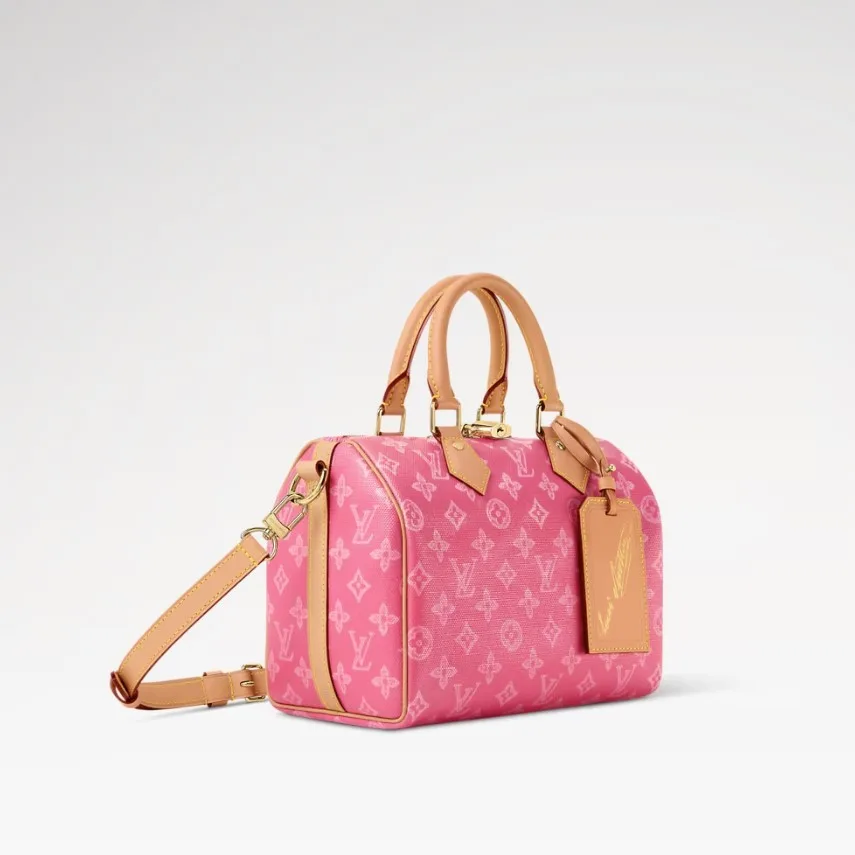 Louis Vuitton Speedy Bandouliere 25 Top Handle Bag / Monogram Origine Rose Ruban Gold Hardware - Image 4