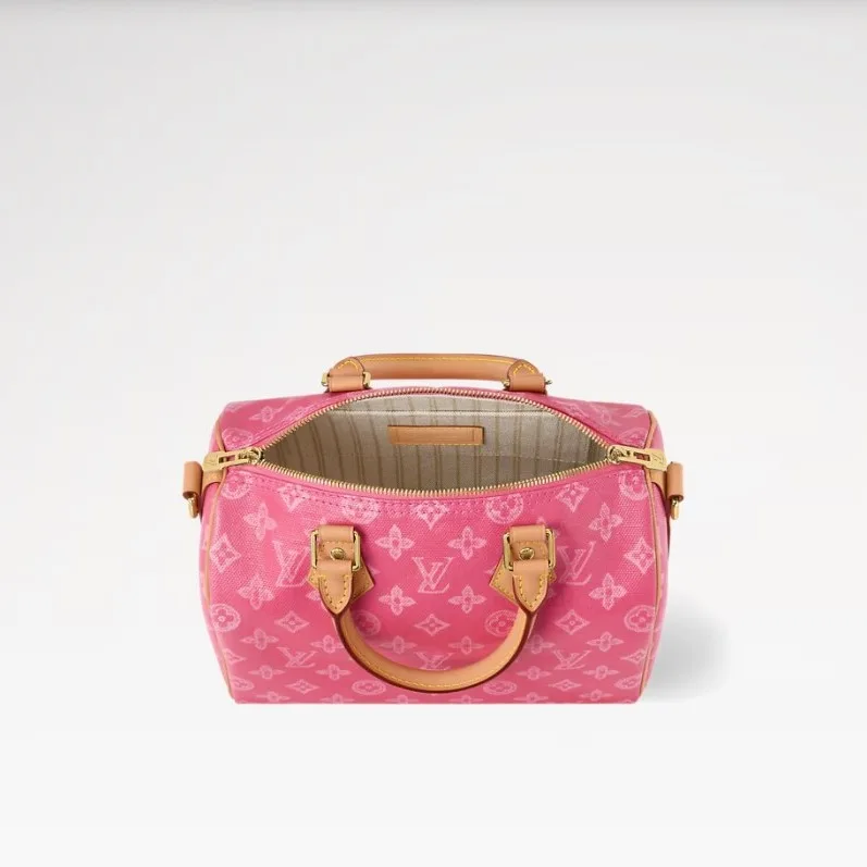 Louis Vuitton Speedy Bandouliere 25 Top Handle Bag / Monogram Origine Rose Ruban Gold Hardware - Image 6