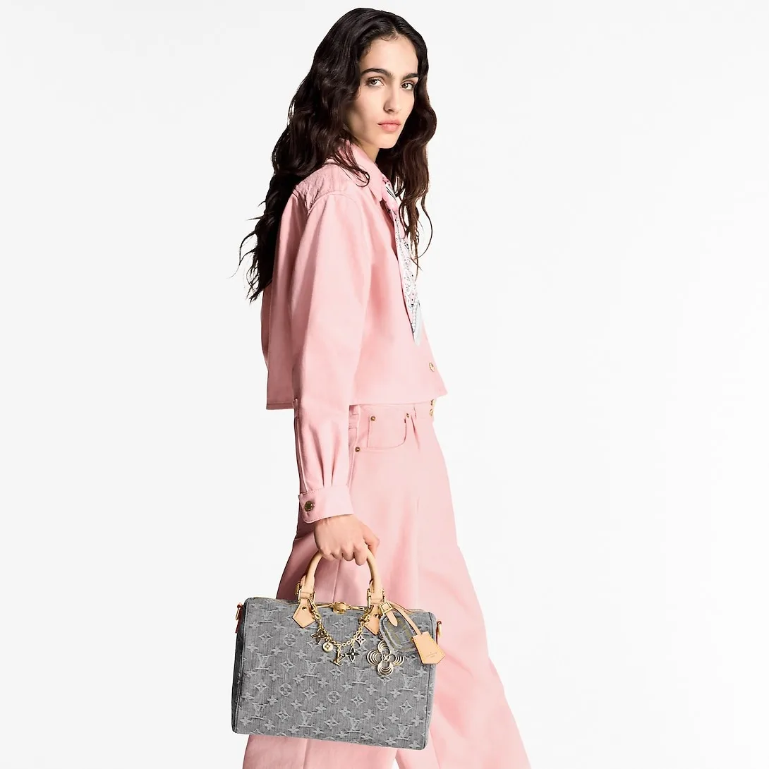 Alternative view of Louis Vuitton Speedy Soft 30 Top Handle Bag / Washed Gray Gold Hardware