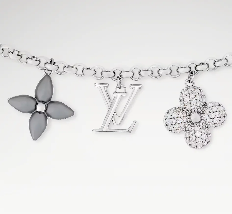Louis Vuitton Spring Street Strass Chain Bag Charm Silver Hardware - Image 3