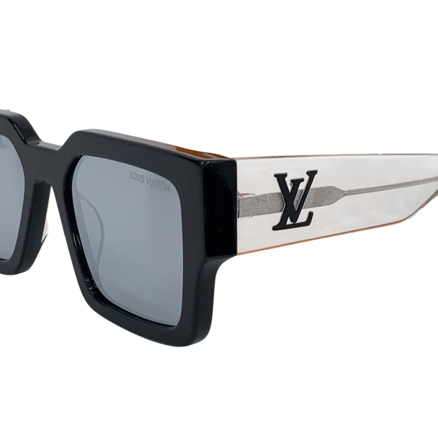 Louis Vuitton Square Millionaires Sunglasses Glossy Black With Grey Rims - Image 4