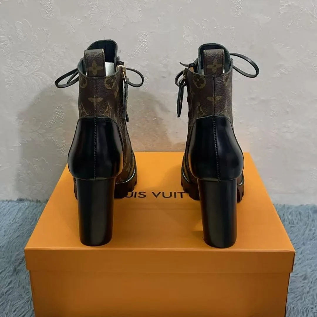 Louis Vuitton Star Trail Ankle Boots Patent Monogram Material Black 1A2Y7P - Image 4