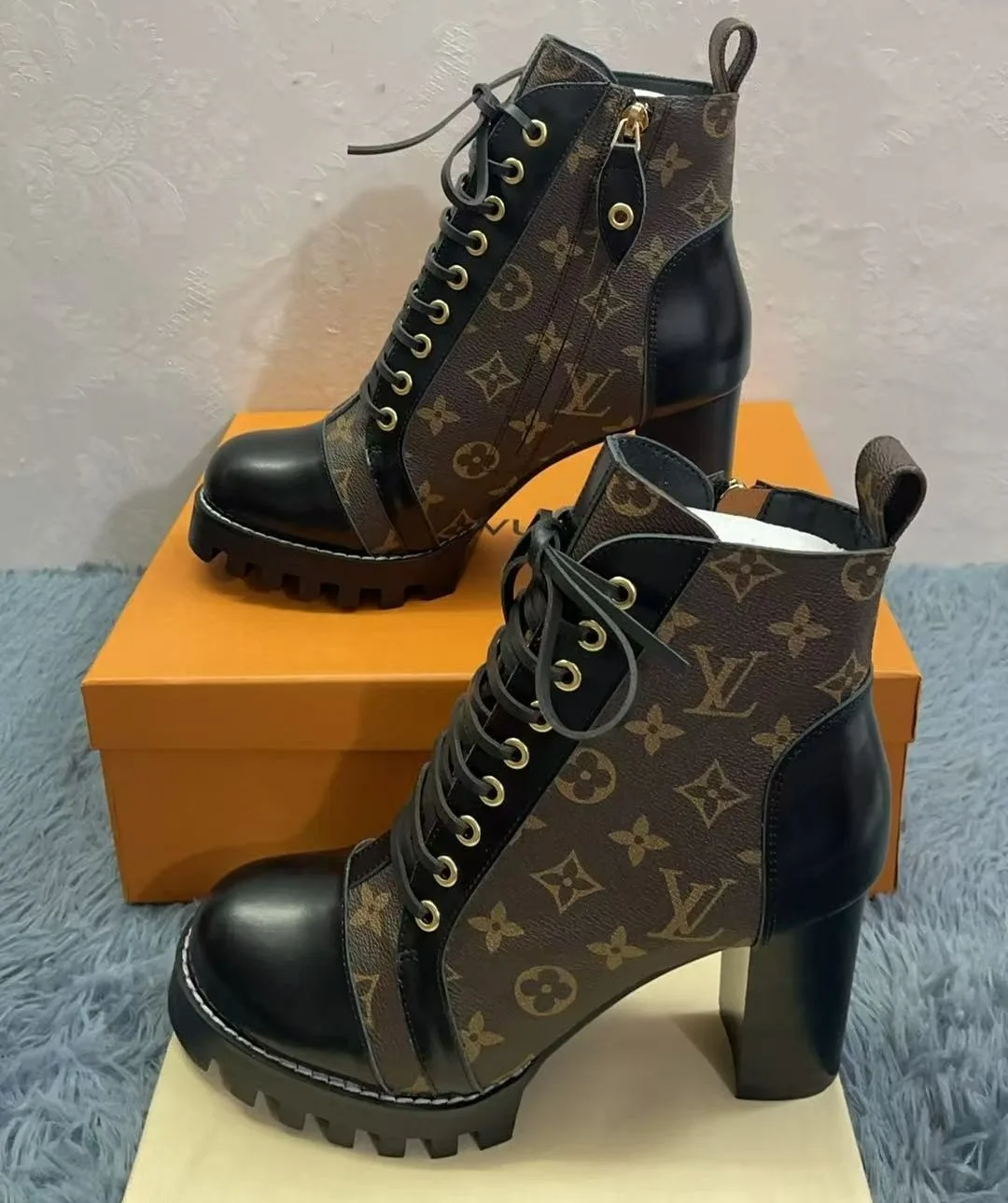 Louis Vuitton Star Trail Ankle Boots Patent Monogram Material Black 1A2Y7P - Image 5