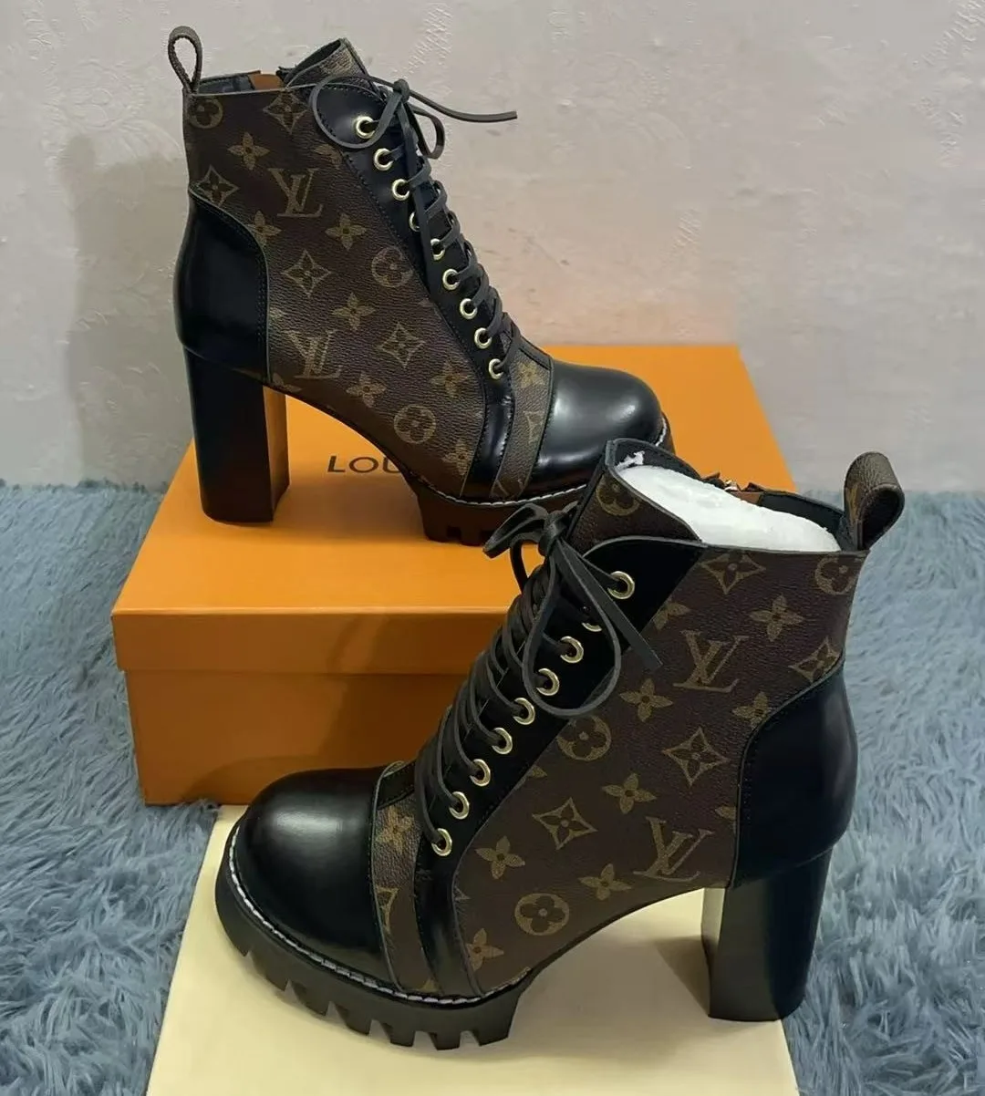 Louis Vuitton Star Trail Ankle Boots Patent Monogram Material Black 1A2Y7P - Image 6