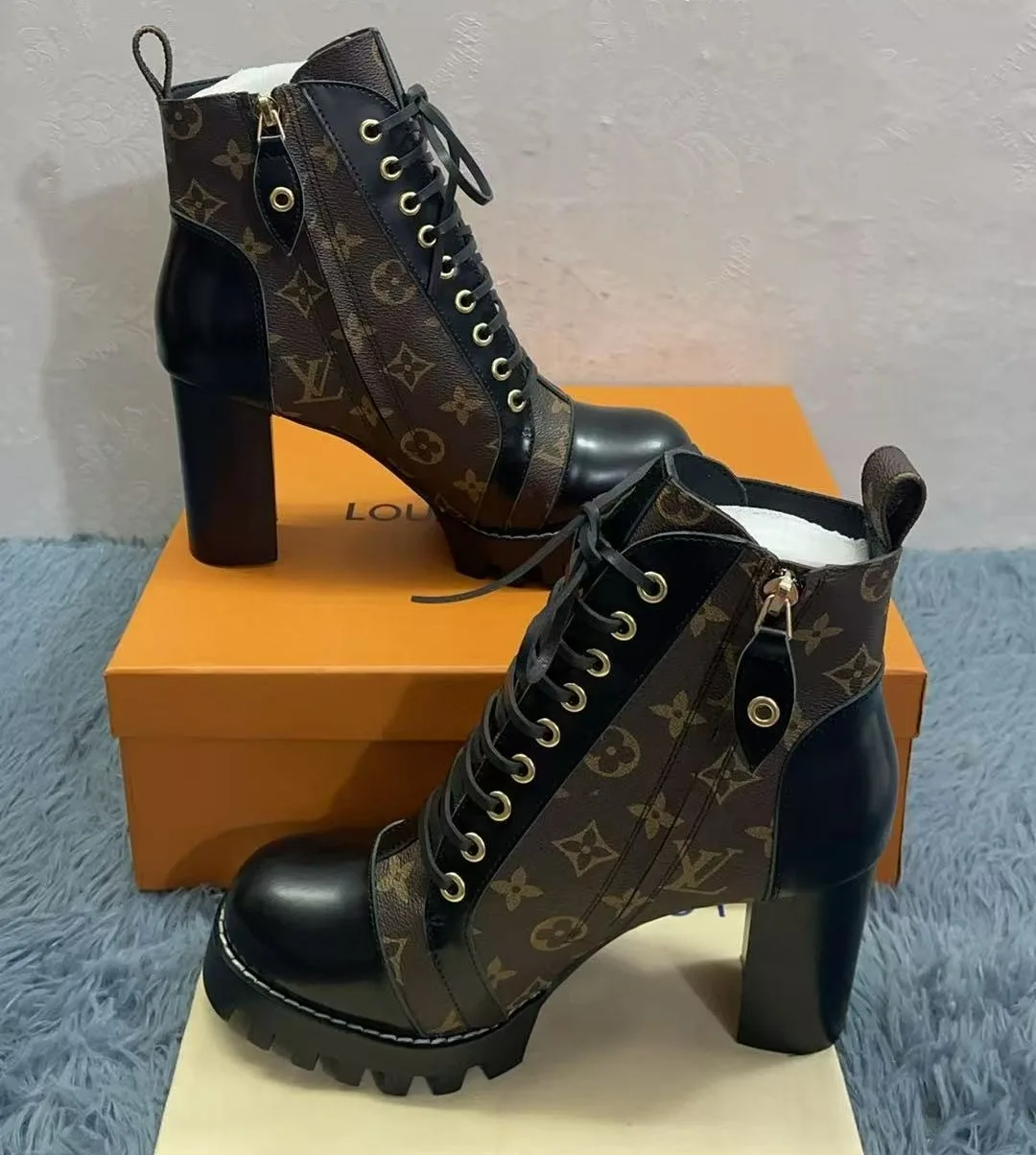 Louis Vuitton Star Trail Ankle Boots Patent Monogram Material Black 1A2Y7P - Image 7