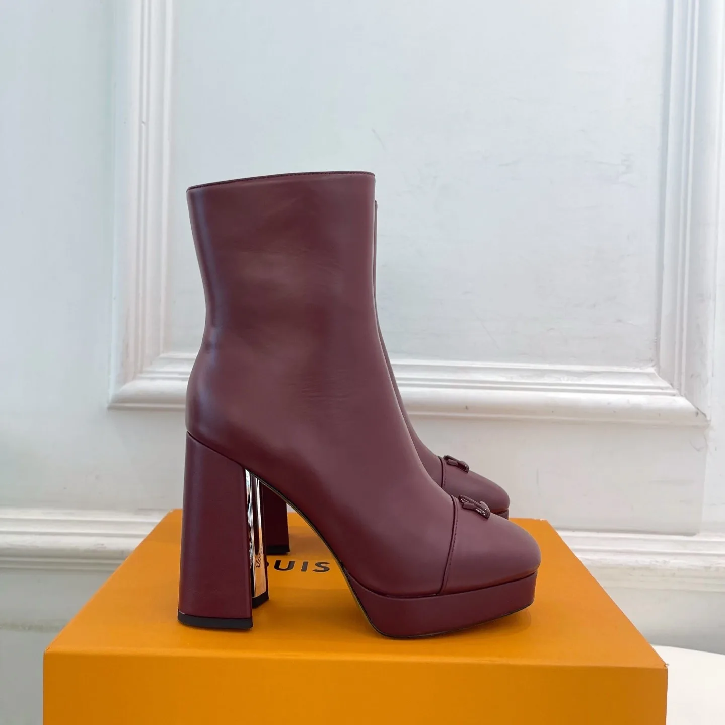Louis Vuitton Swing Platform Ankle Boots Bordeaux Red - Image 7