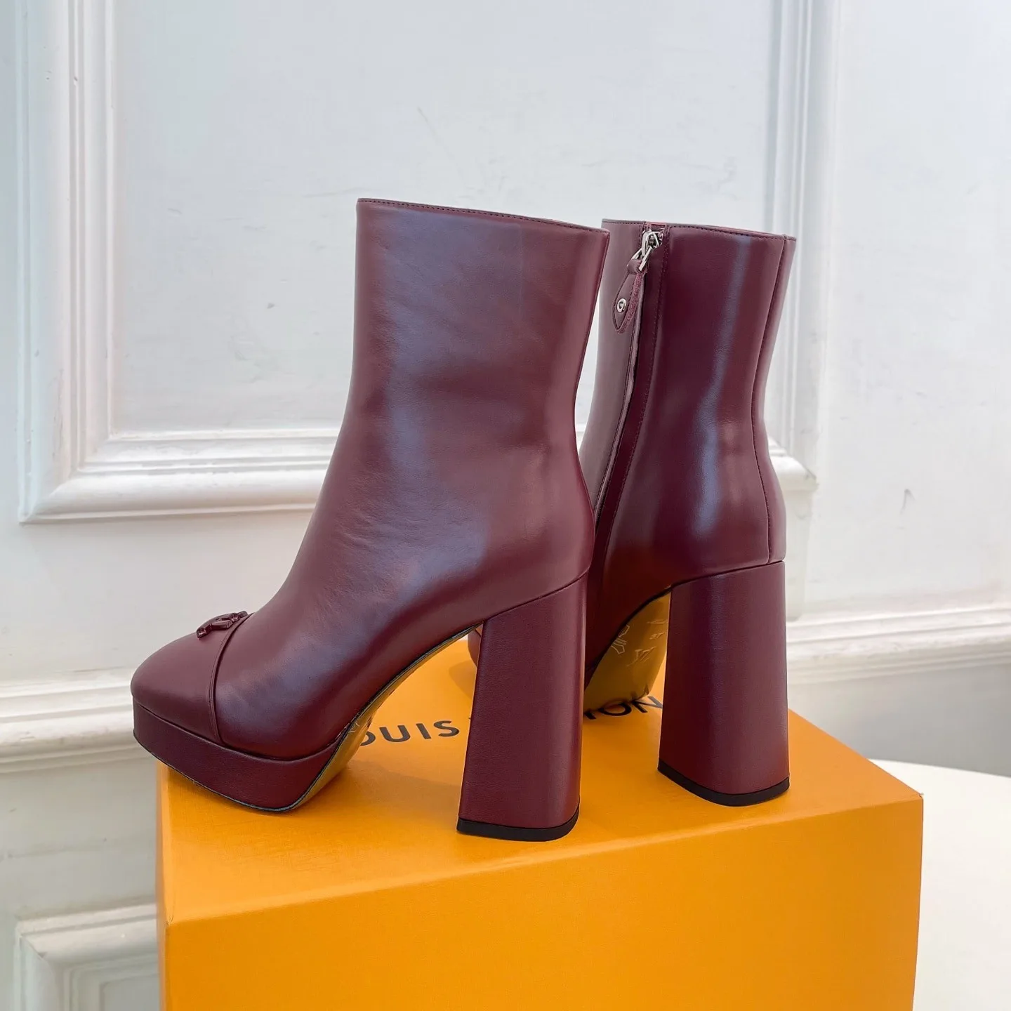 Louis Vuitton Swing Platform Ankle Boots Bordeaux Red - Image 6