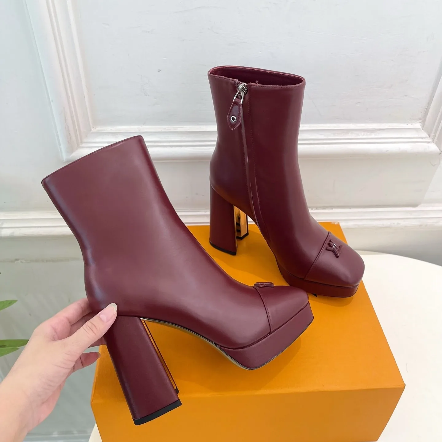 Louis Vuitton Swing Platform Ankle Boots Bordeaux Red - Image 5