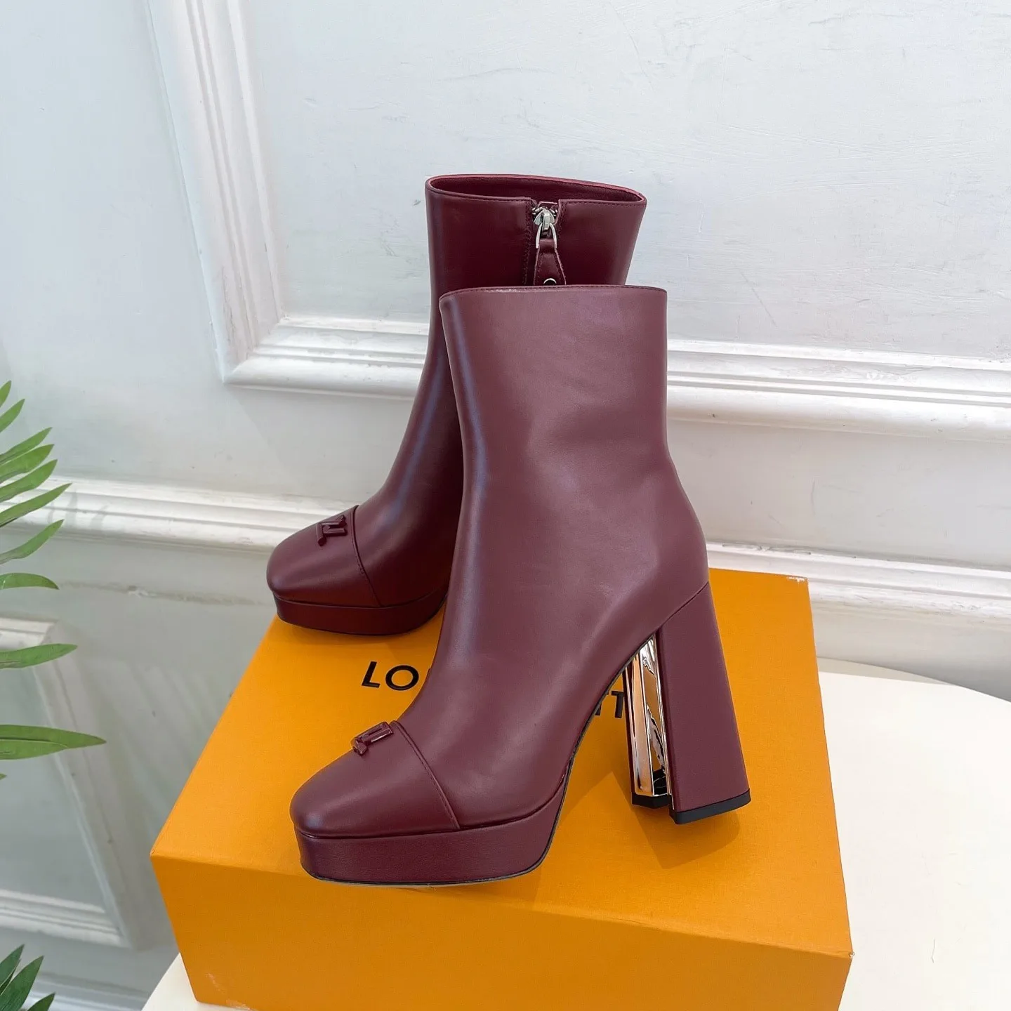 Louis Vuitton Swing Platform Ankle Boots Bordeaux Red - Image 4