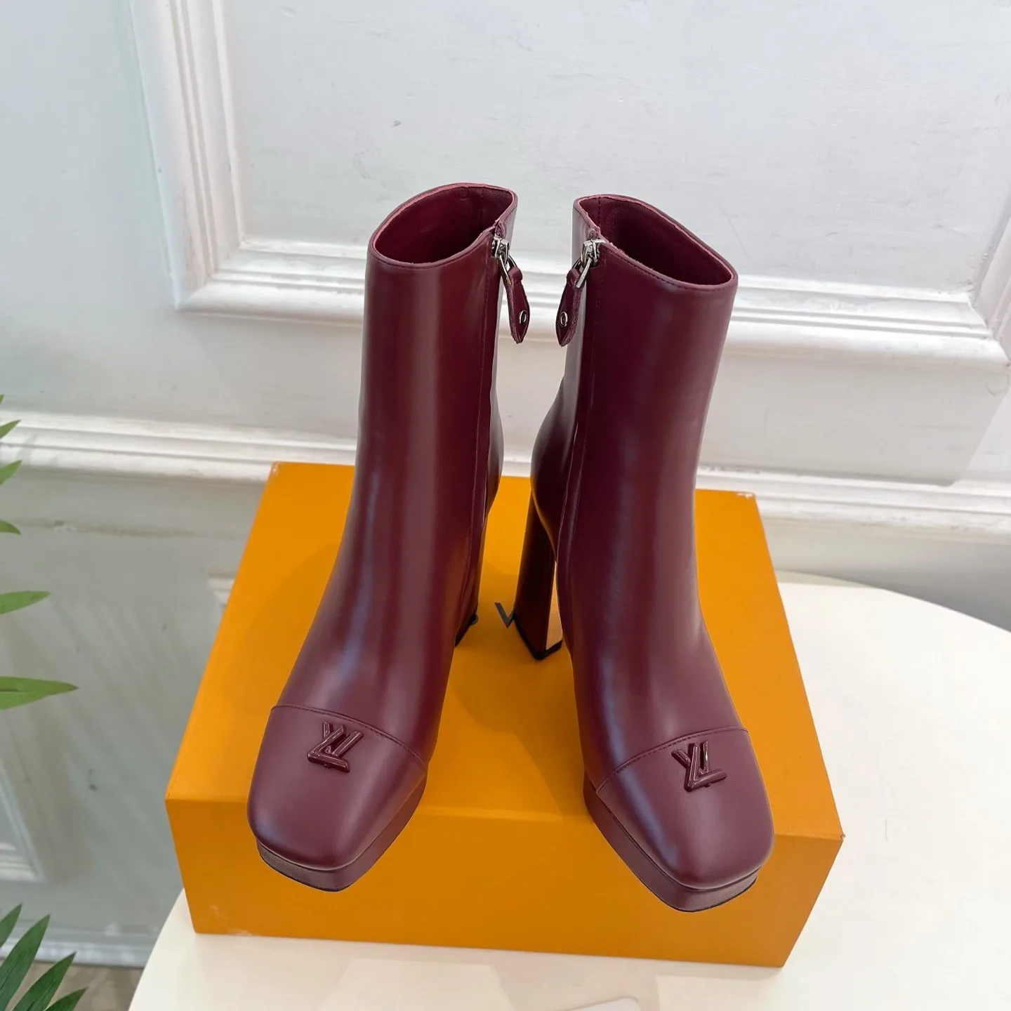Louis Vuitton Swing Platform Ankle Boots Bordeaux Red - Image 3
