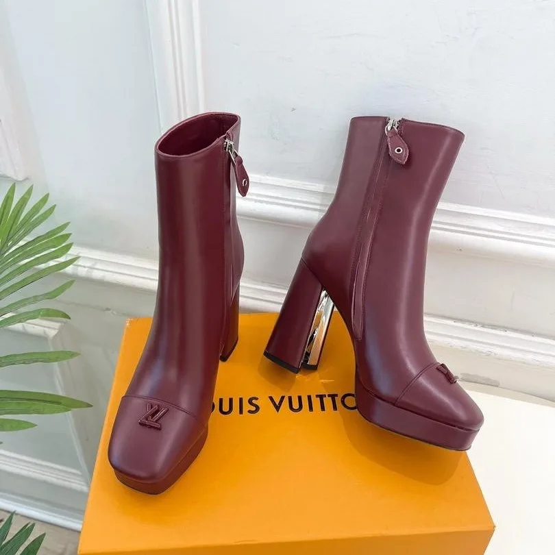 Alternative view of Louis Vuitton Swing Platform Ankle Boots Bordeaux Red