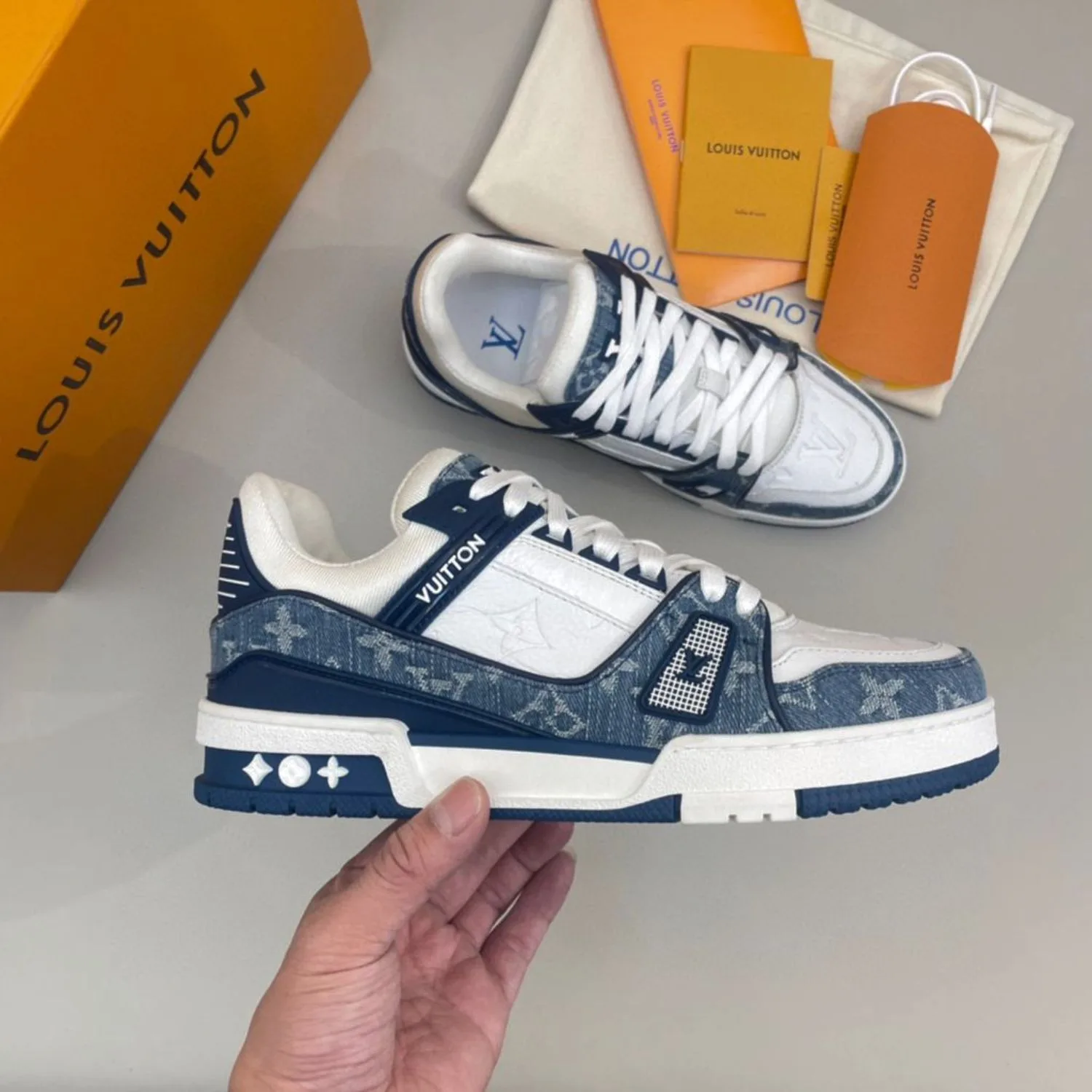 Alternative view of Louis Vuitton Trainer Sneaker Monogram Canvas Blue Virgil Abloh